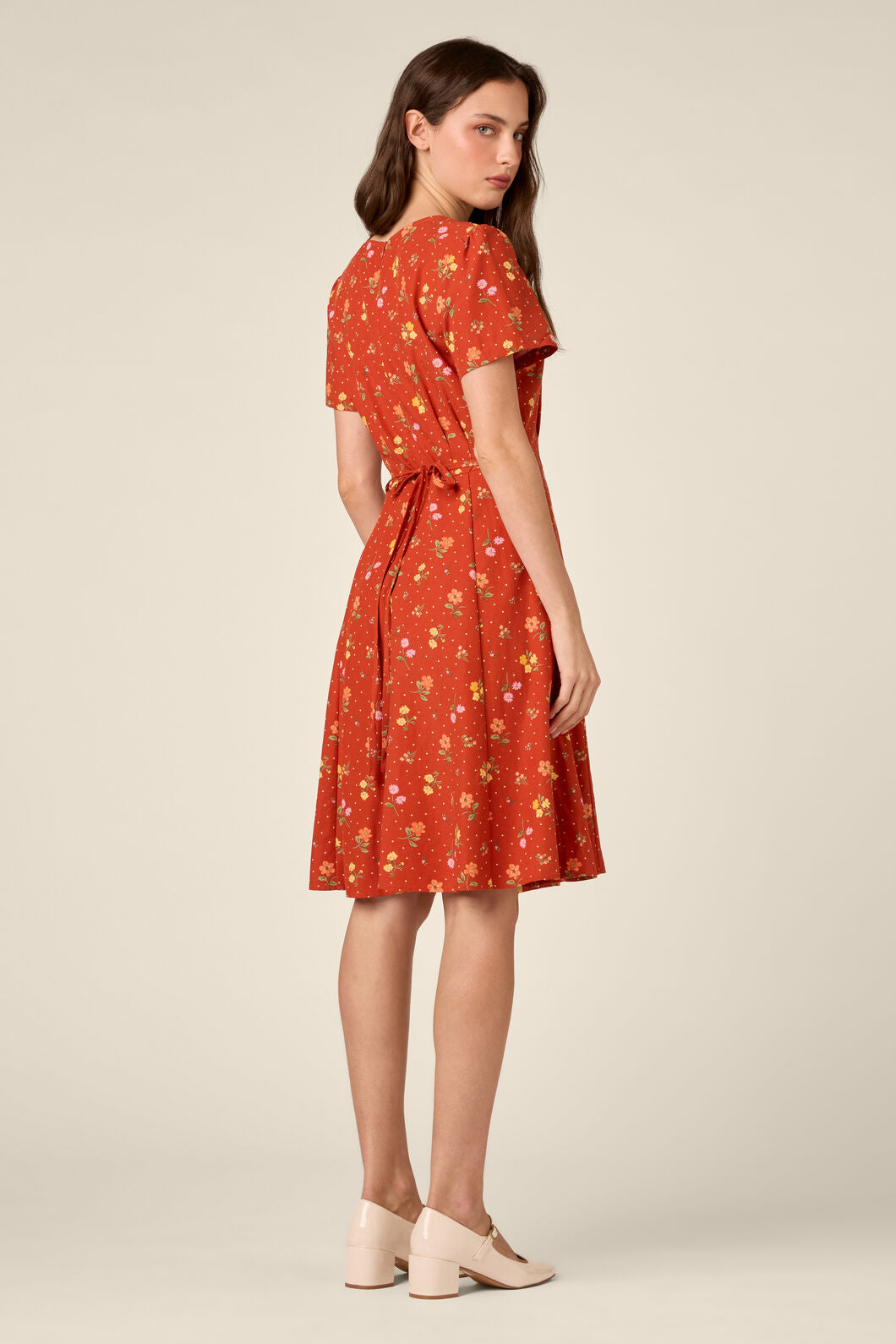 Princess Highway - Chloe Ditsy 90's Tea Dress - rust