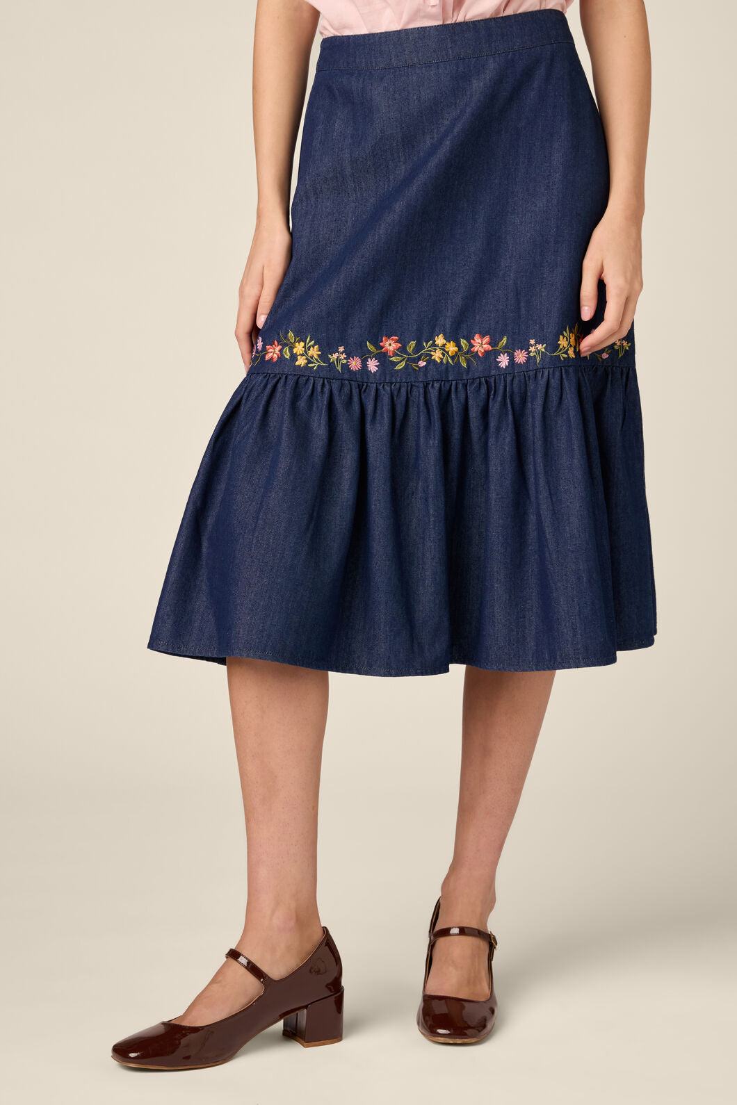 Princess Highway - Chloe Embroidered Denim Skirt - blue-denim