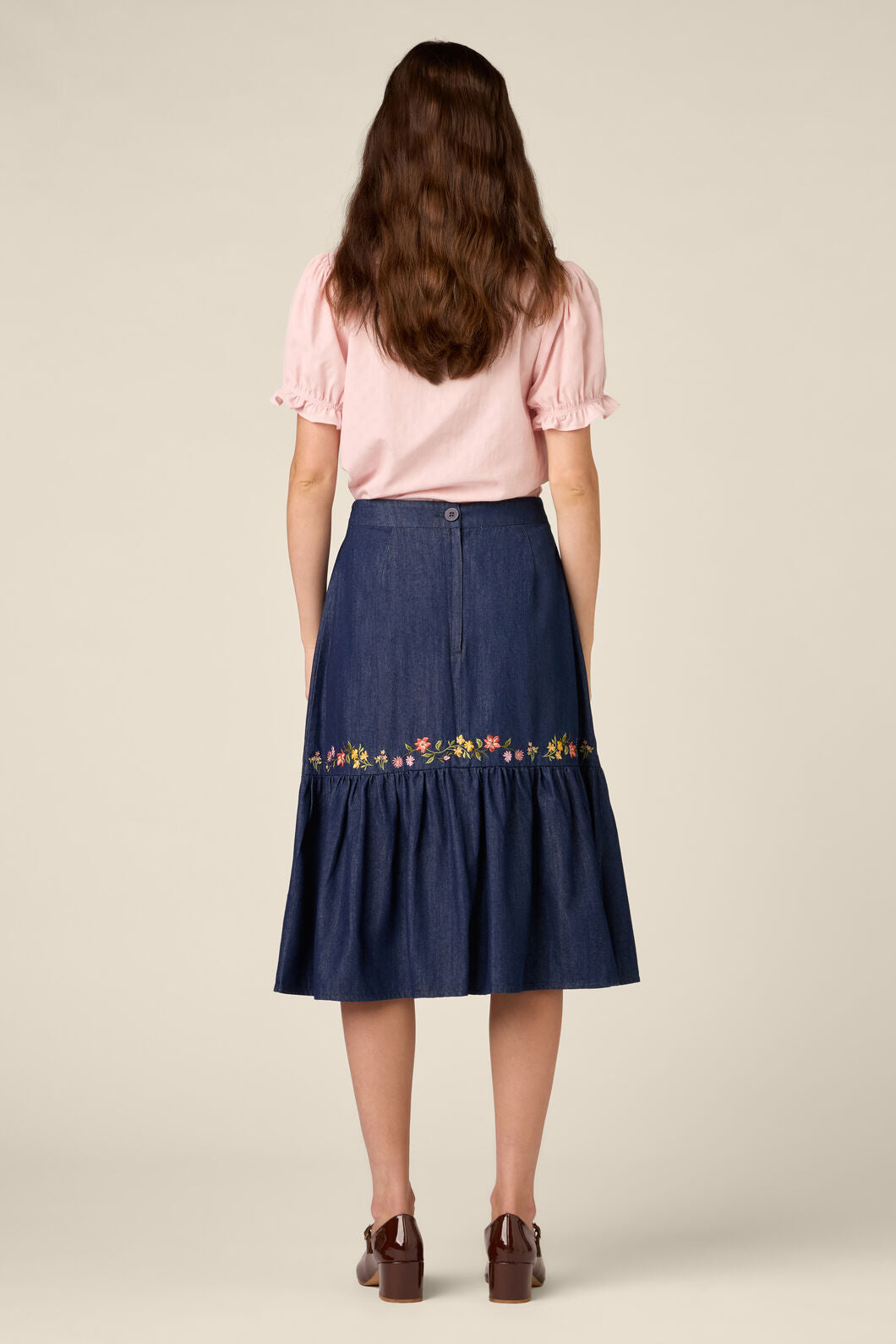 Princess Highway - Chloe Embroidered Denim Skirt - blue-denim