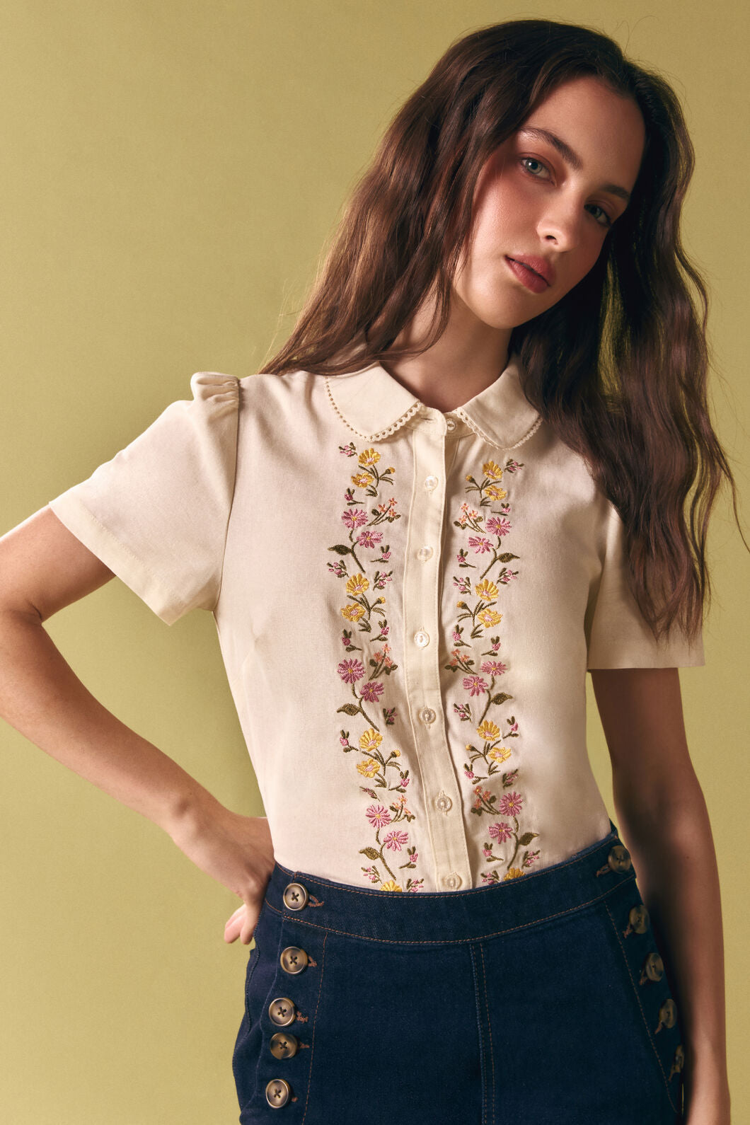 Princess Highway - Chloe Embroidered Blouse - cream