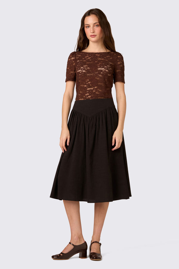Princess Highway - Nell V-Yoke Midi Skirt - black