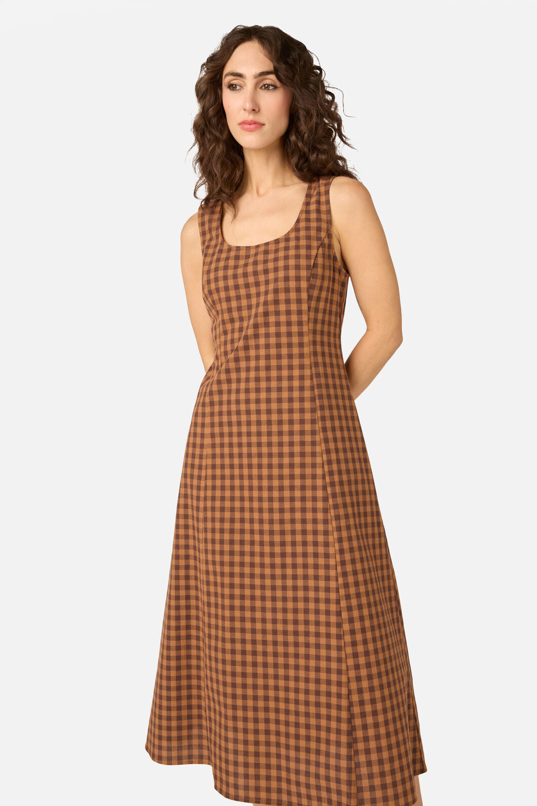 Princess Highway - Billie Check Midi Dress - chocolate