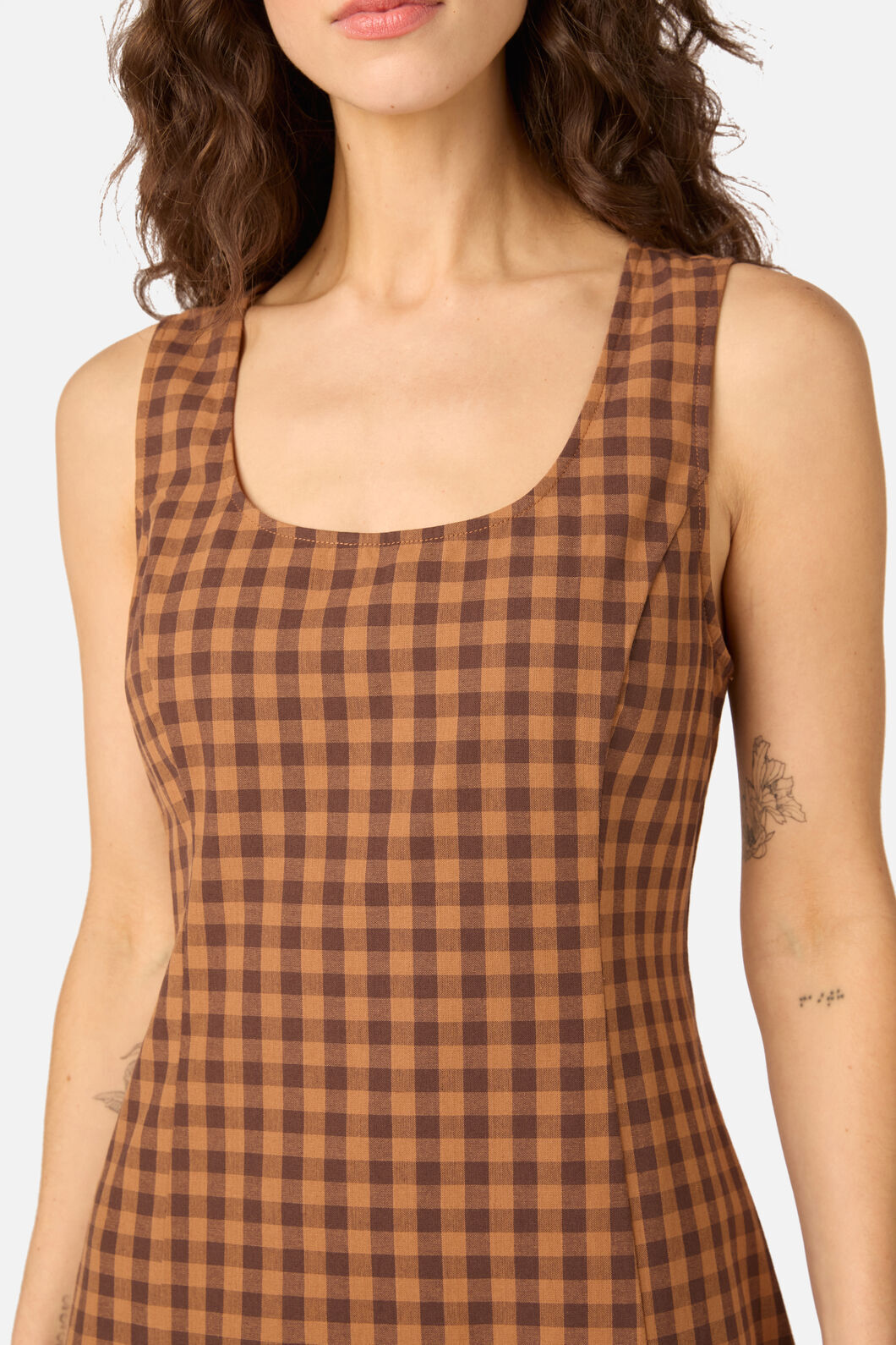 Princess Highway - Billie Check Midi Dress - chocolate