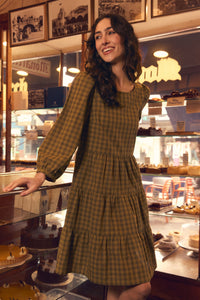 Princess Highway - Billie Check Smock Dress - olive