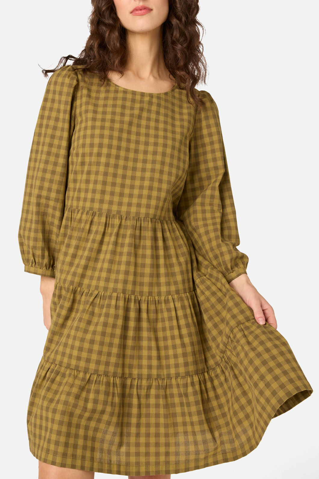 Princess Highway - Billie Check Smock Dress - olive