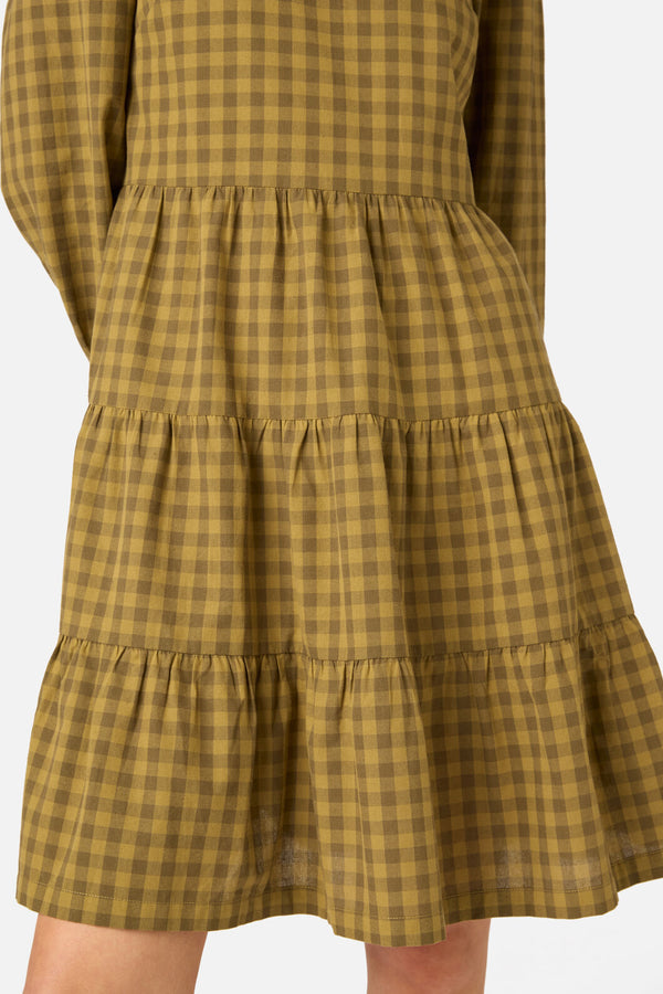 Princess Highway - Billie Check Smock Dress - olive