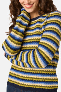 Princess Highway - Leslie Stripe Knit Jumper - green-blue