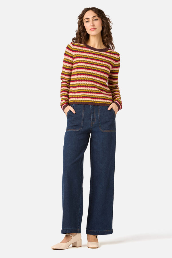 Princess Highway - Leslie Stripe Knit Jumper - pink-olive