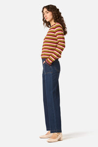 Princess Highway - Leslie Stripe Knit Jumper - pink-olive
