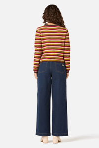 Princess Highway - Leslie Stripe Knit Jumper - pink-olive