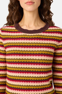 Princess Highway - Leslie Stripe Knit Jumper - pink-olive