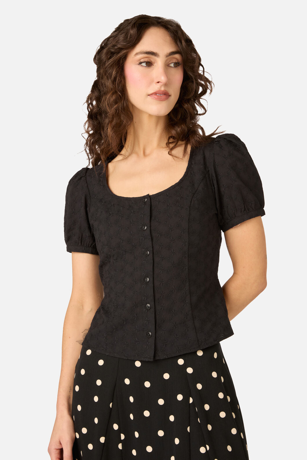 Princess Highway - Nova Prairie Short Sleeve Top - black