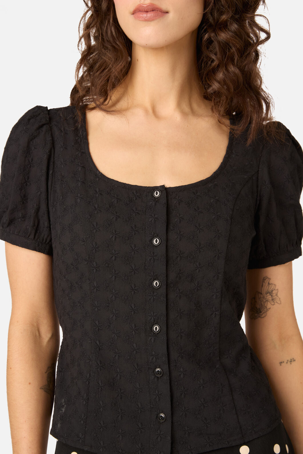 Princess Highway - Nova Prairie Short Sleeve Top - black