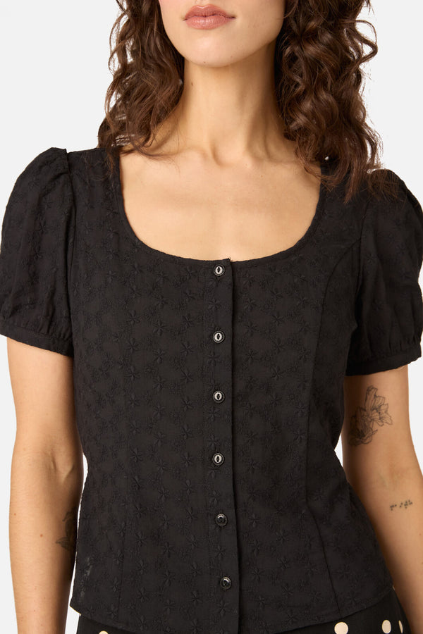 Princess Highway - Nova Prairie Short Sleeve Top - black