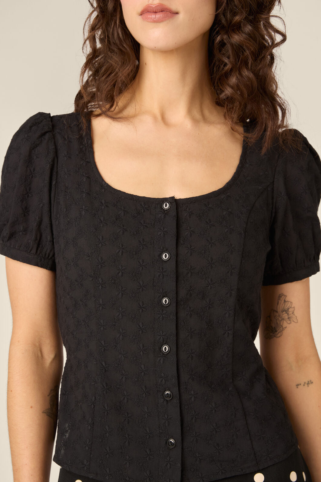 Princess Highway - Nova Prairie Short Sleeve Top - black
