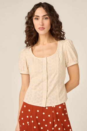 Princess Highway - Nova Prairie Short Sleeve Top - cream