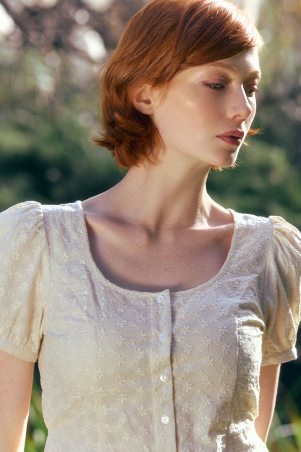 Princess Highway - Nova Prairie Short Sleeve Top - cream