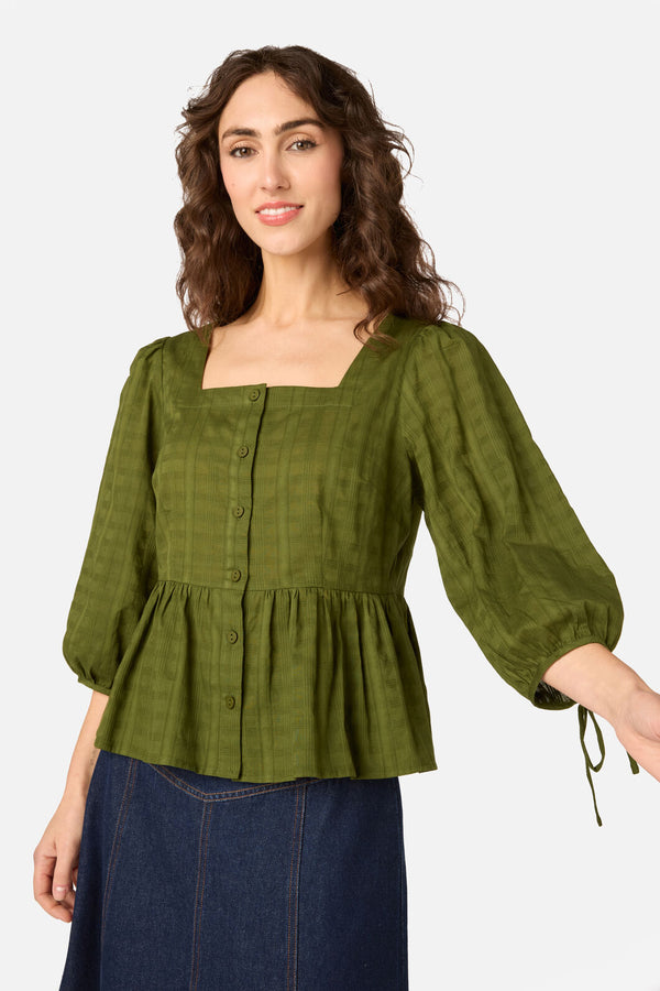 Princess Highway - Eveleigh Peplum Top - olive