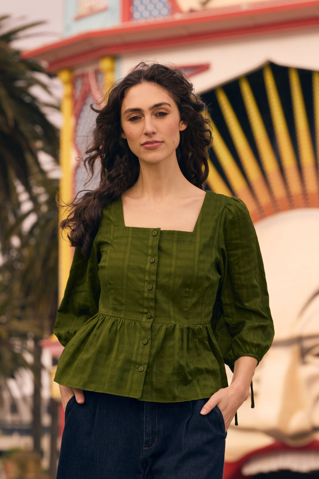 Princess Highway - Eveleigh Peplum Top - olive