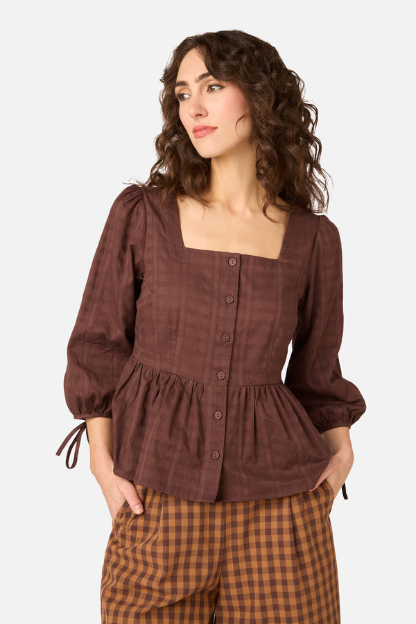 Princess Highway - Eveleigh Peplum Top - chocolate