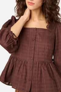 Princess Highway - Eveleigh Peplum Top - chocolate