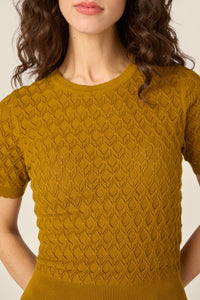 Princess Highway - Lila Short Sleeve Knit Top - golden-olive