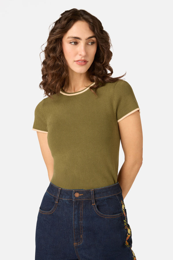 Princess Highway - Gigi Short Sleeve Knit Top - green