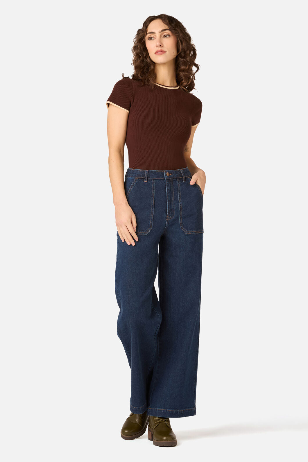Princess Highway - Gigi Short Sleeve Knit Top - chocolate