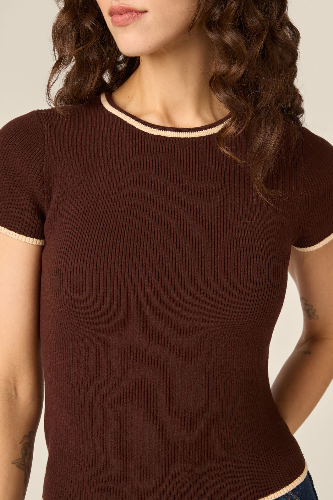 Princess Highway - Gigi Short Sleeve Knit Top - chocolate