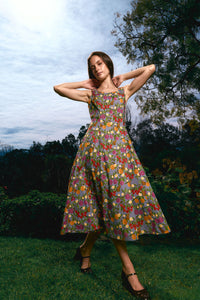Princess Highway - Butterfly & Fruit Midi Dress - blue