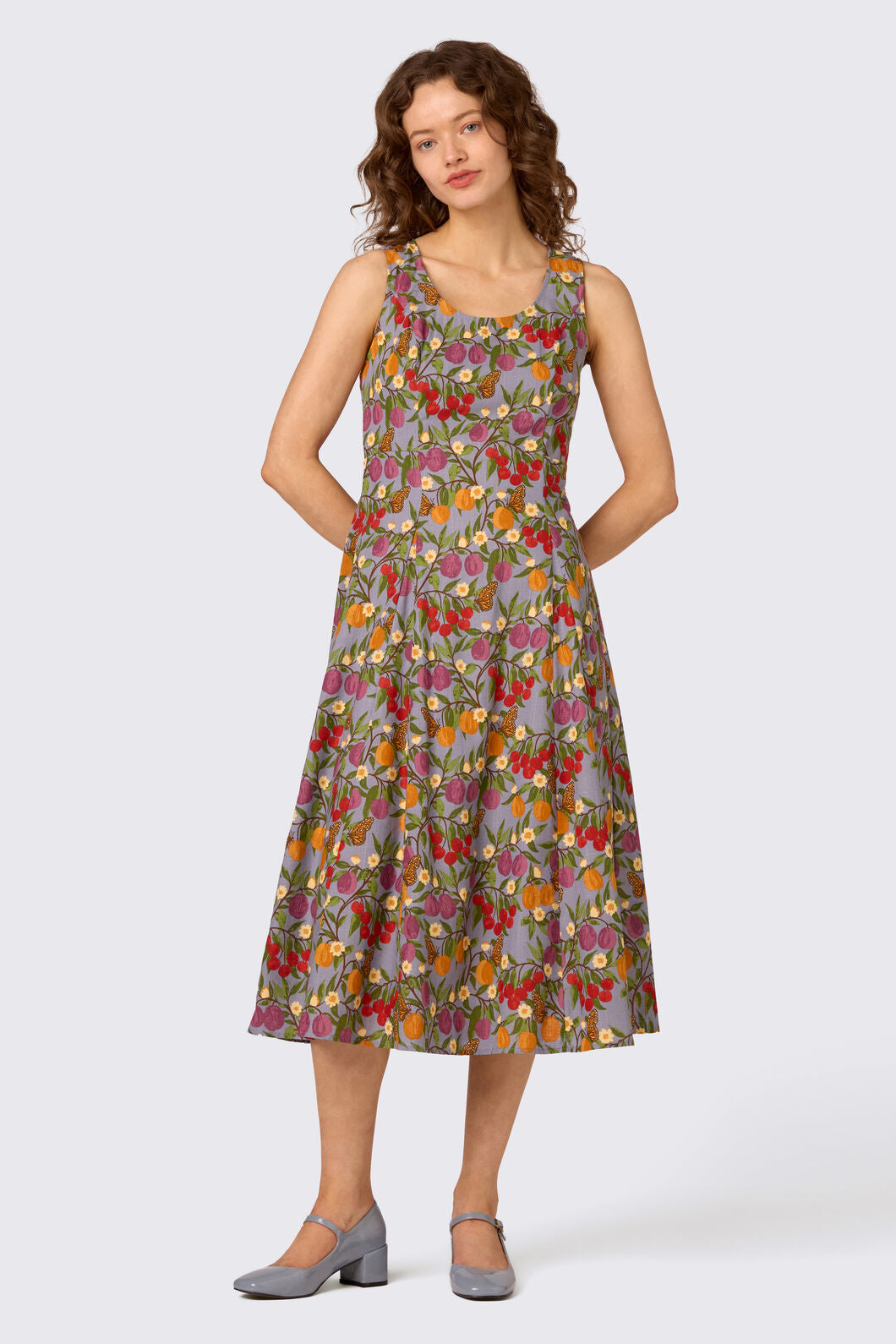 Princess Highway - Butterfly & Fruit Midi Dress - blue