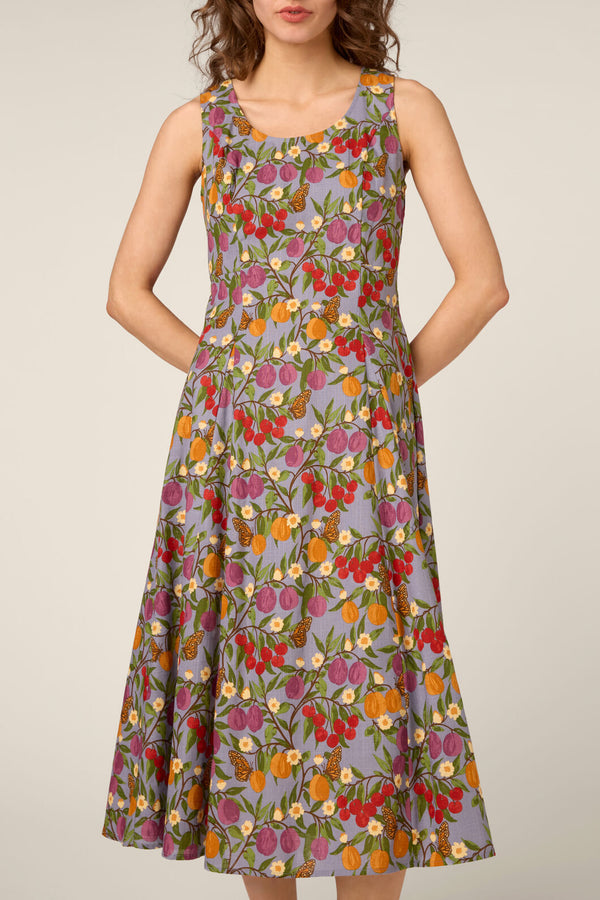 Princess Highway - Butterfly & Fruit Midi Dress - blue