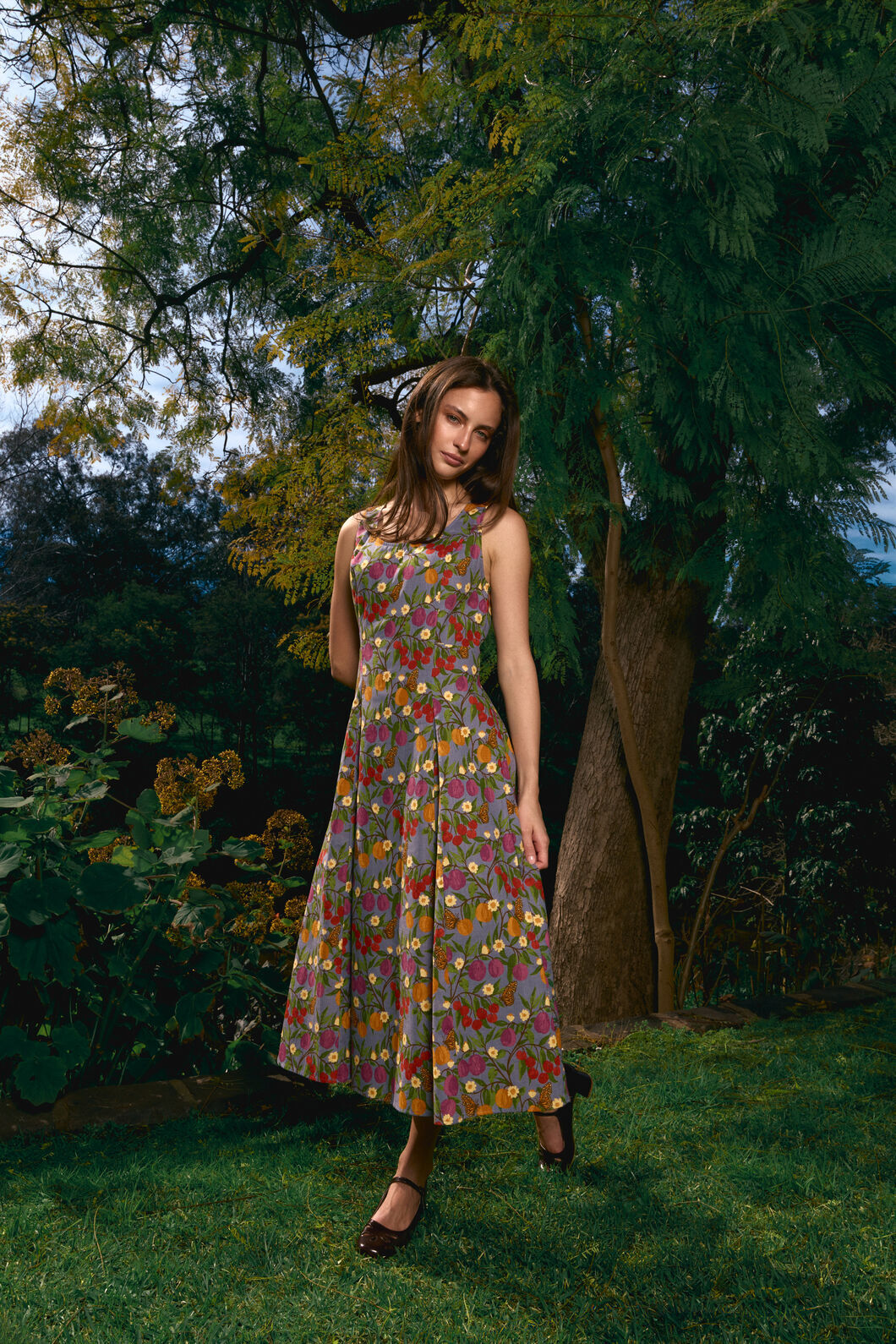 Princess Highway - Butterfly & Fruit Midi Dress - blue