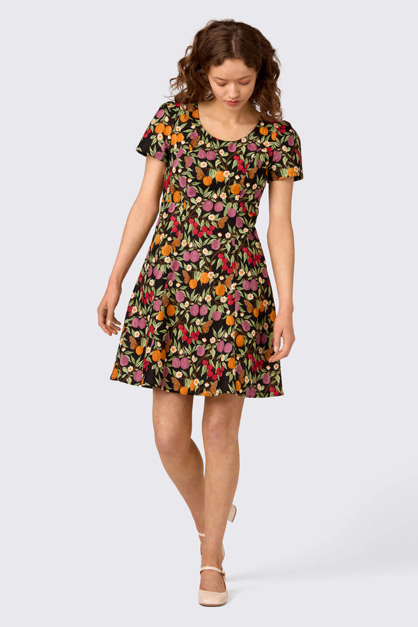 Princess Highway - Butterfly & Fruit Mini Dress - black