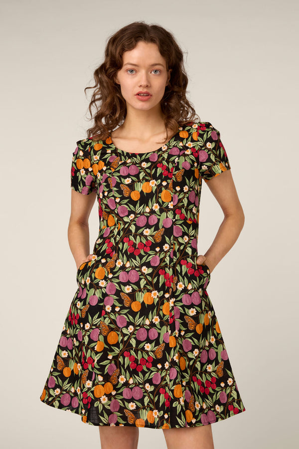Princess Highway - Butterfly & Fruit Mini Dress - black