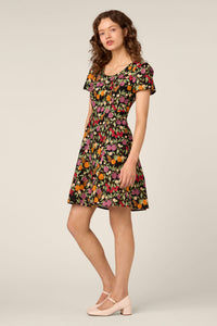 Princess Highway - Butterfly & Fruit Mini Dress - black