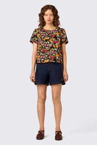 Princess Highway - Butterfly & Fruit Top - black