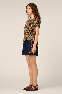 Princess Highway - Butterfly & Fruit Top - black