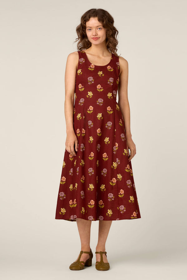 Princess Highway - Meika 90S Flower Midi Dress - rust
