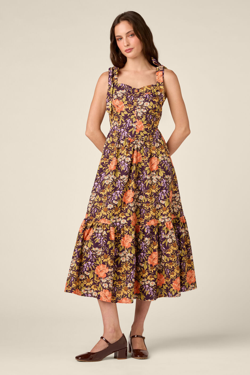 Princess Highway - Adelaide Floral Prairie Dress - plum