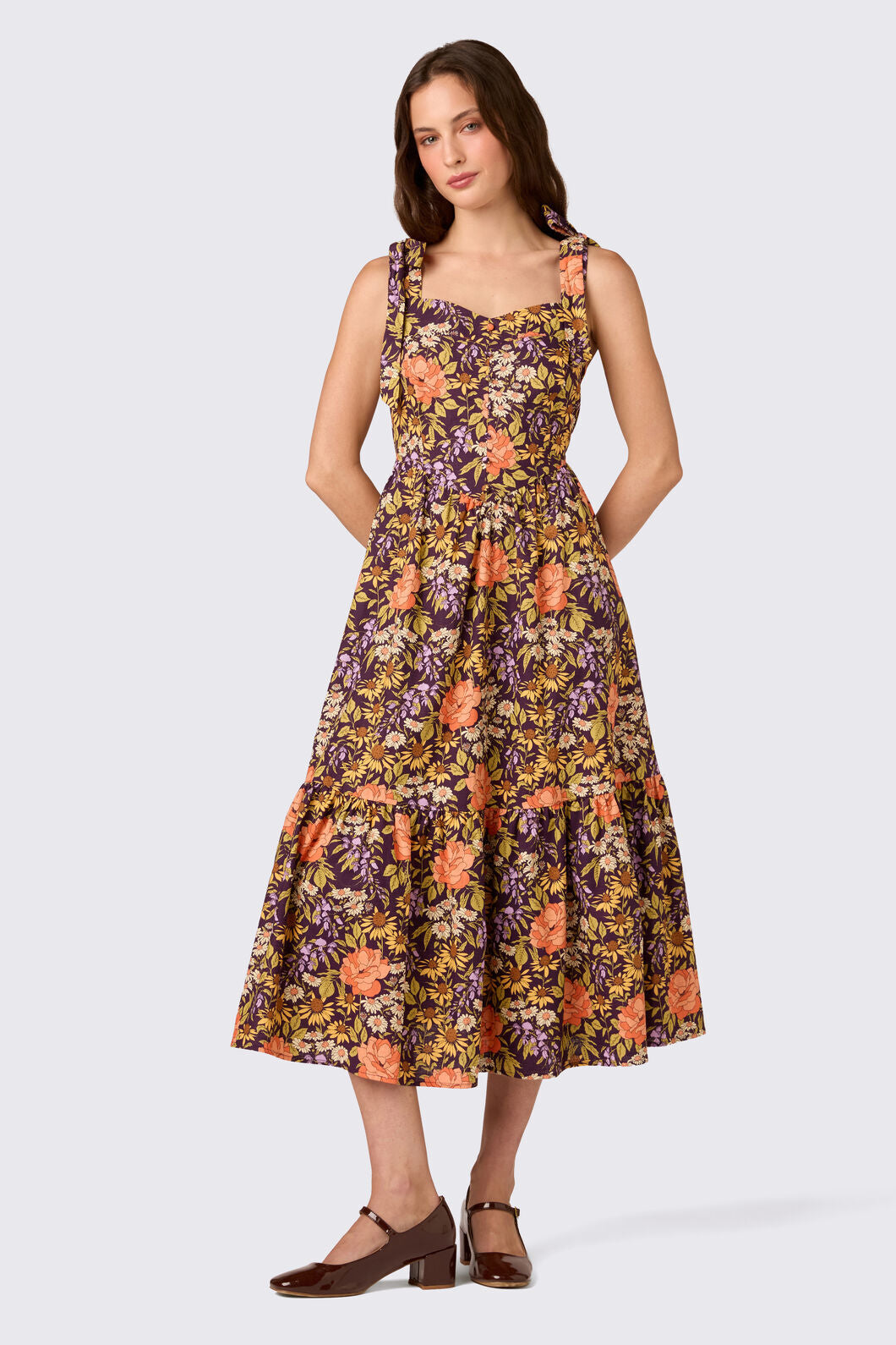 Princess Highway - Adelaide Floral Prairie Dress - plum