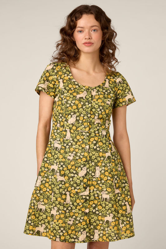 Princess Highway - Dogs & Flowers Mini Dress - green