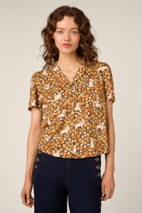 Princess Highway - Dogs & Flowers Spring Blouse - chocolate
