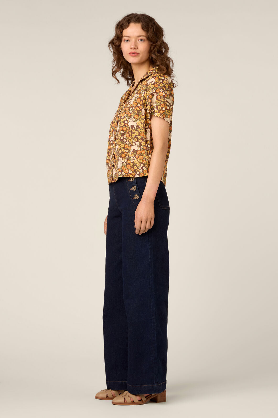 Princess Highway - Dogs & Flowers Spring Blouse - chocolate
