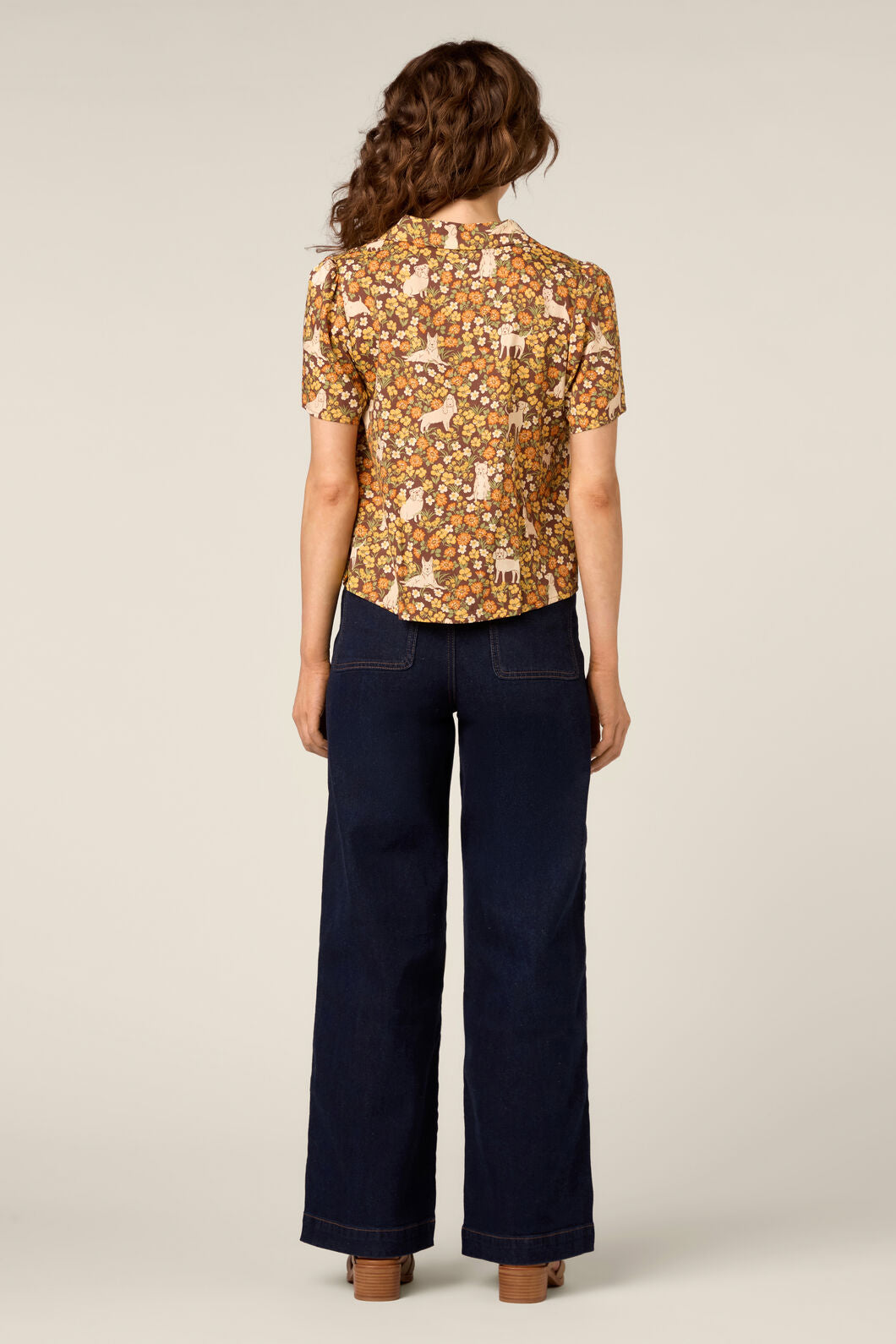 Princess Highway - Dogs & Flowers Spring Blouse - chocolate