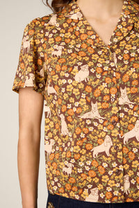 Princess Highway - Dogs & Flowers Spring Blouse - chocolate