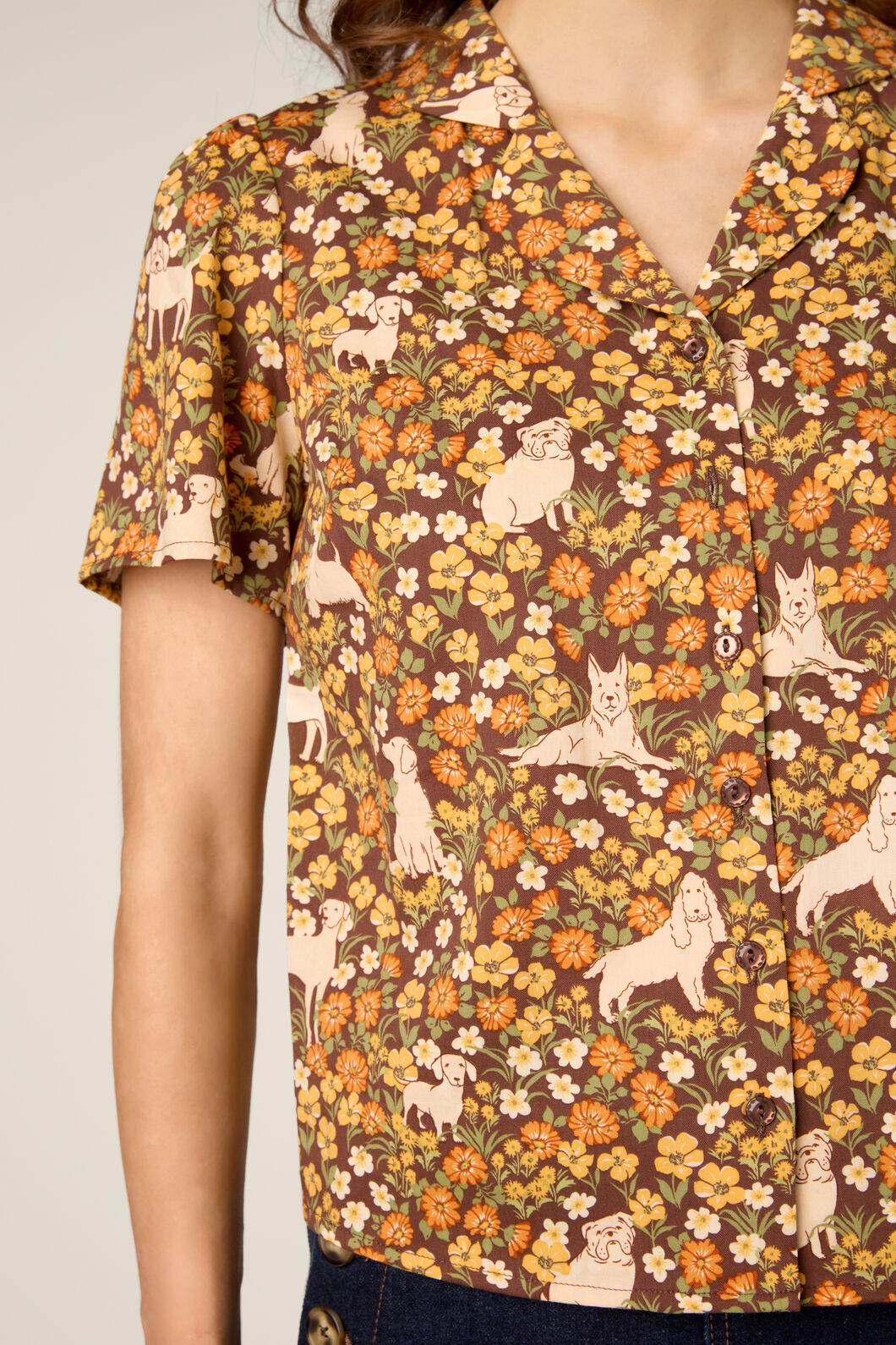Princess Highway - Dogs & Flowers Spring Blouse - chocolate