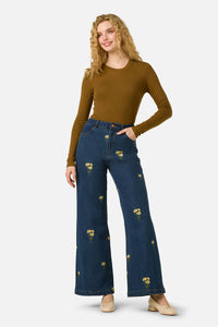 Princess Highway - Goldie Embroidered Jean - blue-denim