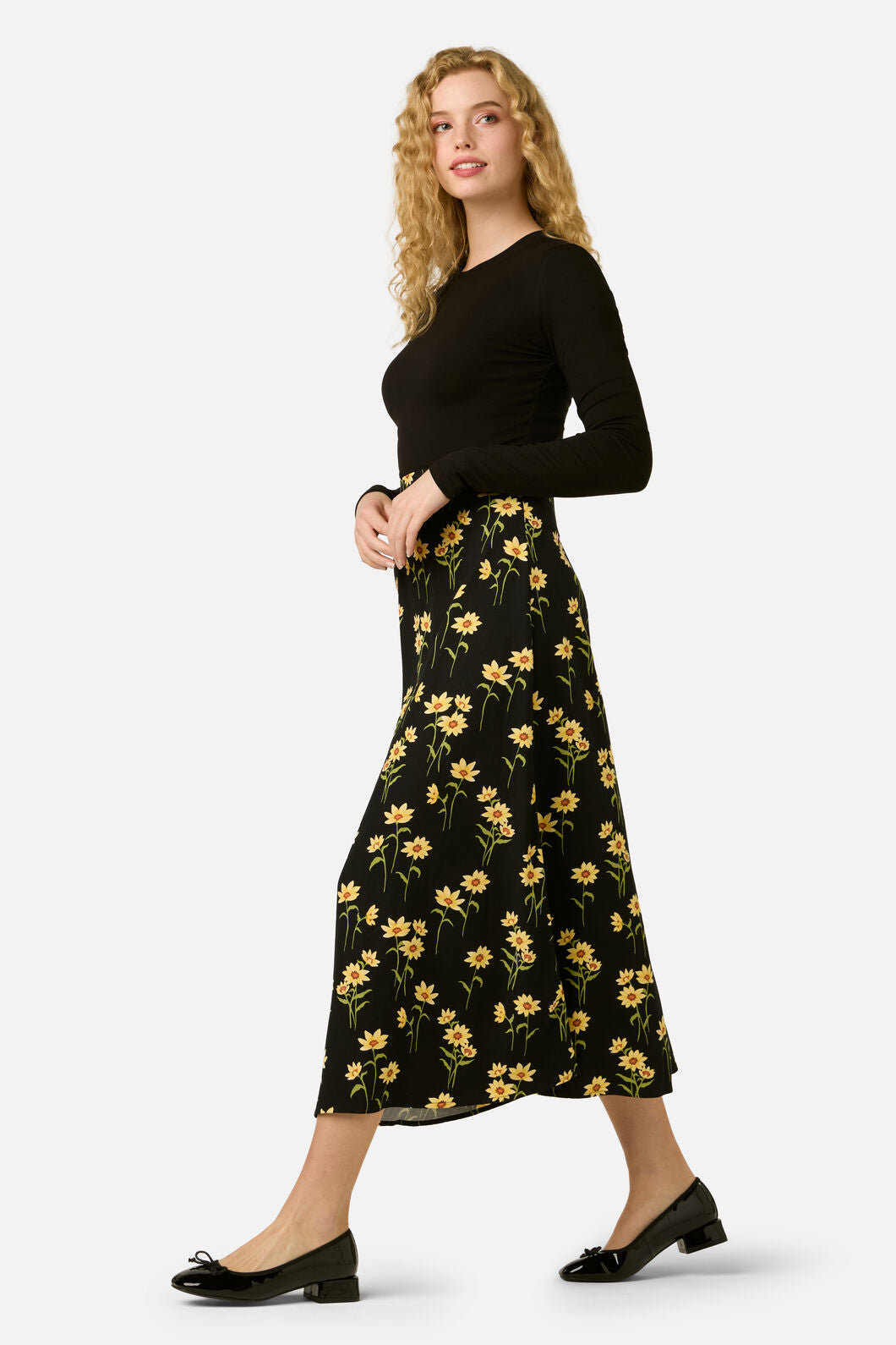 Princess Highway - Goldie Daisy Midi Skirt - black