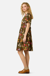 Princess Highway - Mira Native Flora Smock Dress - chocolate